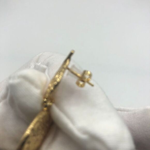 18K Gold Plated Women's Pierced Dangling Earrings Paisely Abstract Shape Chic - Picture 7 of 10